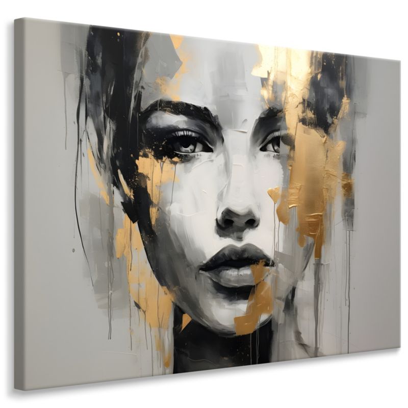 Obraz Muralo Abstrakcja Złoty Portret Kobiety Glamour 100x70 cm 1 szt.