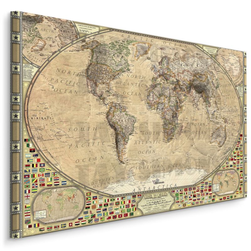 Obraz Muralo Mapa Świata Vintage 90x60 cm 1 szt.