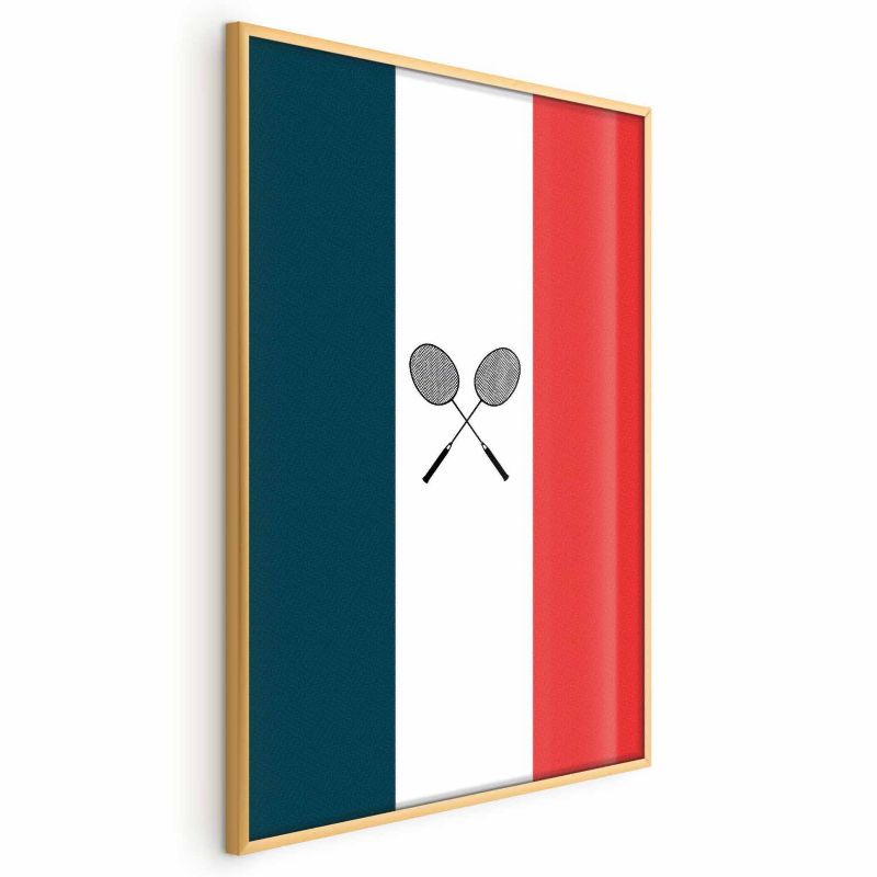 Plakat Artgeist Francja i badminton 29,7x42 cm z ramą złotą 1 szt