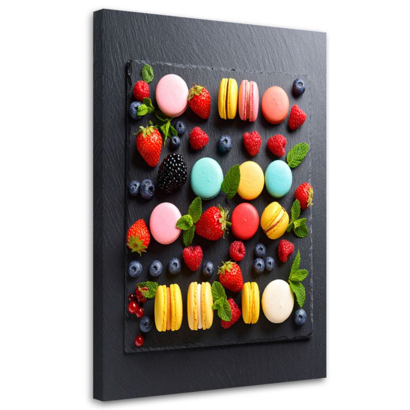 Obraz do kuchni restauracji Feeby Makaroniki ciastka i owoce 40x60cm 1szt
