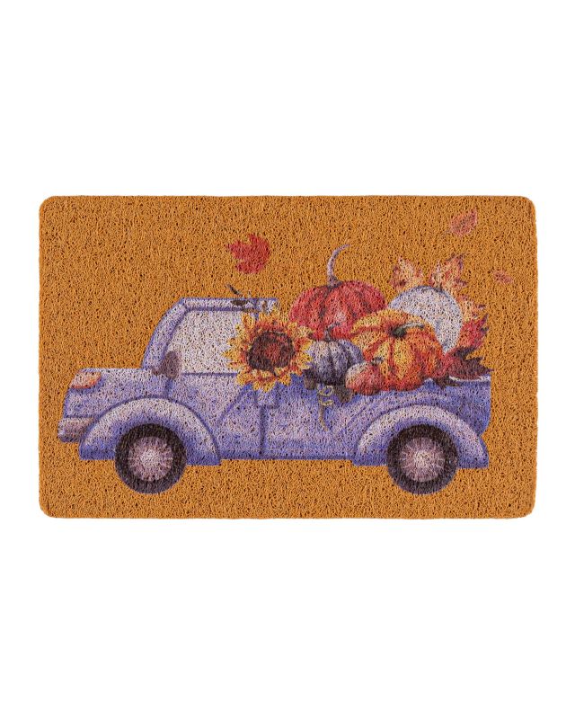 Wycieraczka jesienna 45x75cm Autunno Tesoro Mazovia zewnętrzna/wewnętrzna, brązowa, dynia, auto 1szt.