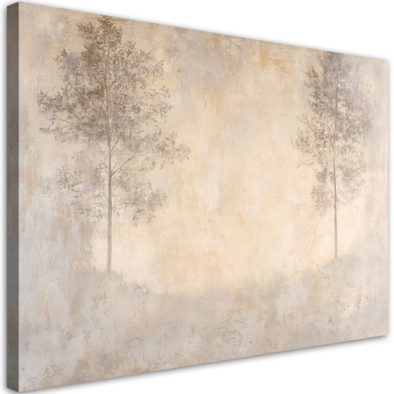 Obraz do salonu sypialni Feeby Las we Mgle Beżowy 100x70 cm 1szt