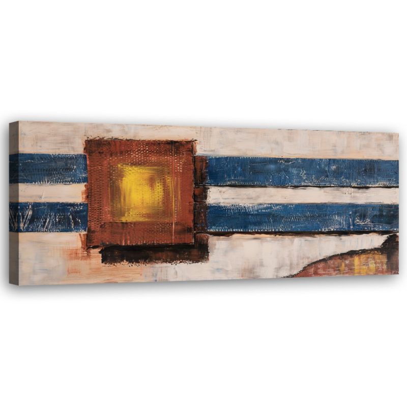 Obraz na płótnie Feeby Niebieskie linie abstrakcja malowana 90x30cm 1szt