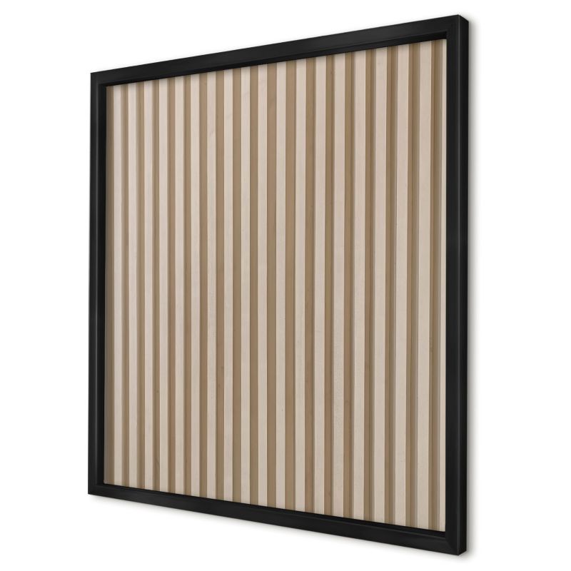 Tablica magnetyczna do salonu Wallfluent 50x50 Drewniane listwy w czarnej ramie 1szt