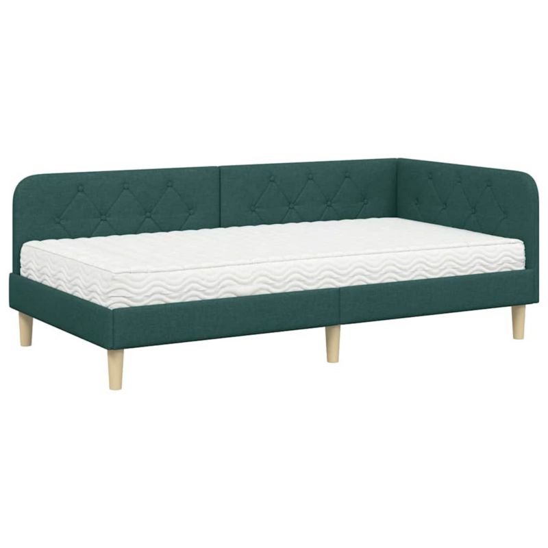 Łóżko Tapicerowane WaszeMeble z Materacem 90x200 cm Zielone WM-3394121 1 szt.