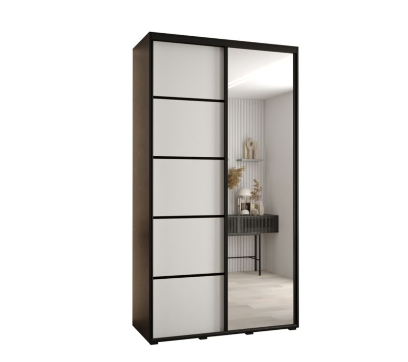 Szafa przesuwna Abiks DAVOS 5 wysoka szer.140cm gł.45cm czarny/biały/czarny 1szt.
