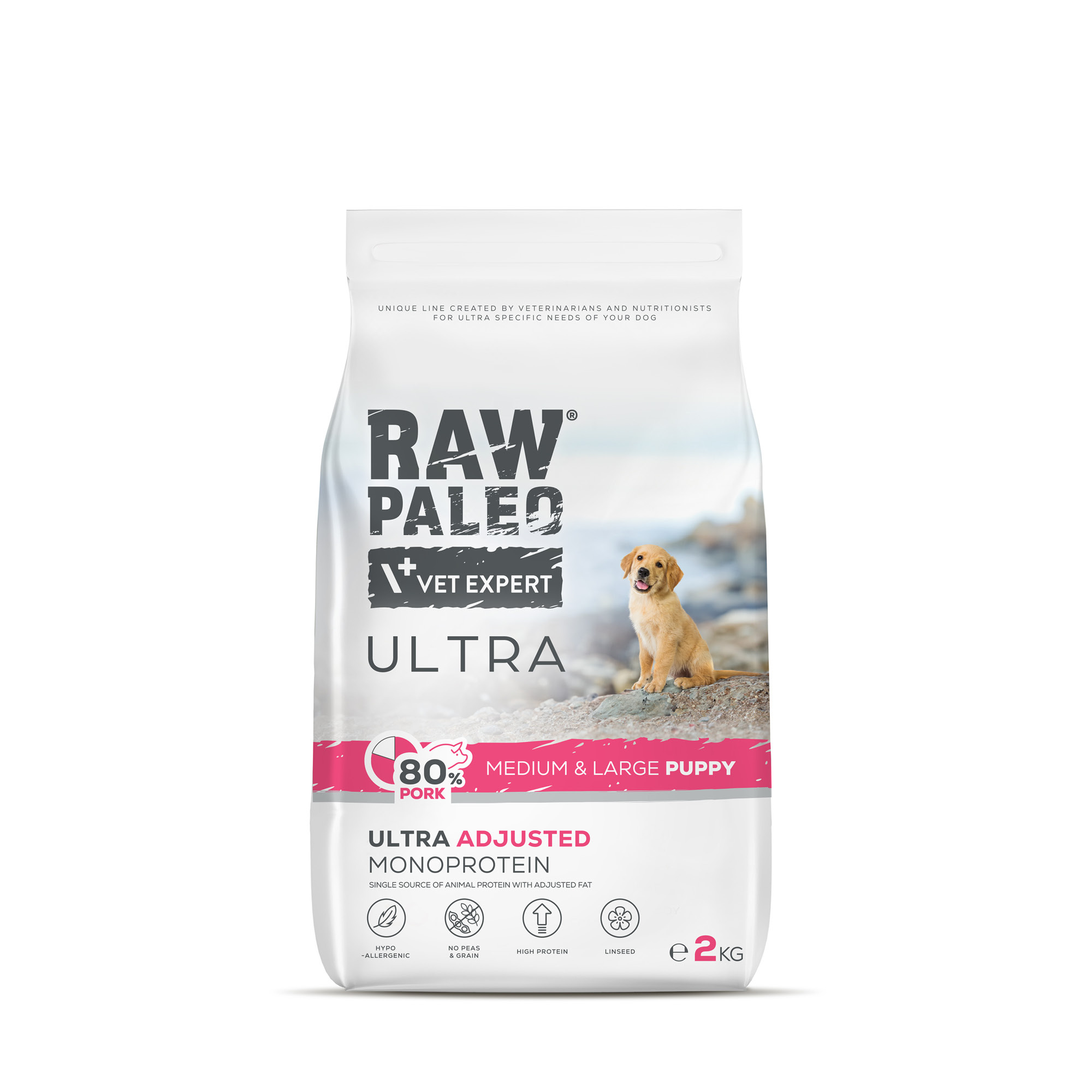Pork Puppy Medium&Large | RAW PALEO Ultra | 2kg | Sucha karma dla szczeniąt ras średnich i dużych
