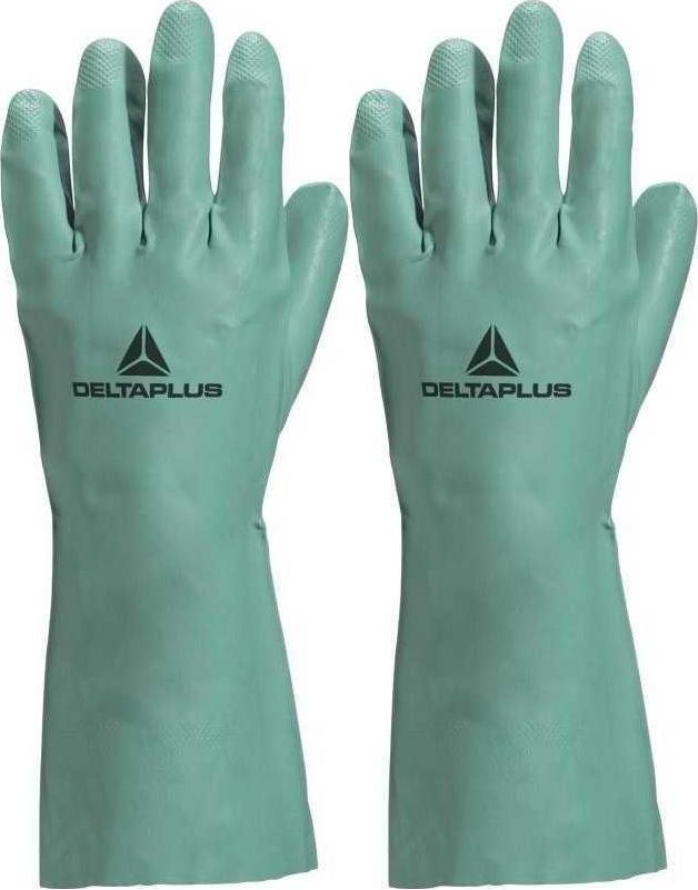 2x Rękawiczki nitrylowe Delta Plus Nitrex VE802, flokowane, rozmiar 8/9, zielony