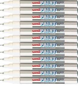 12x Marker olejowy Uni PX-203, 0.8mm, srebrny
