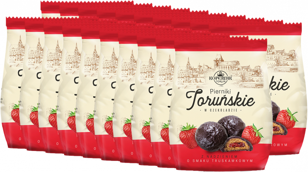 20x Pierniki Nadziewane Kopernik Toruńskie, o smaku truskawkowym w czekoladzie, 150g