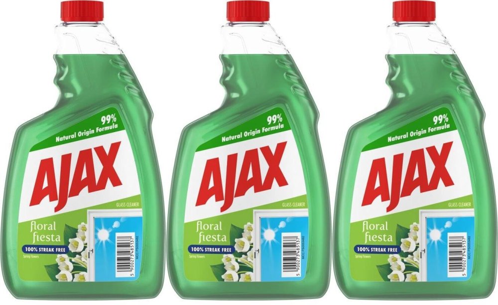3x Płyn do szyb Ajax Floral Fiesta, zapas, konwaliowy, 750ml