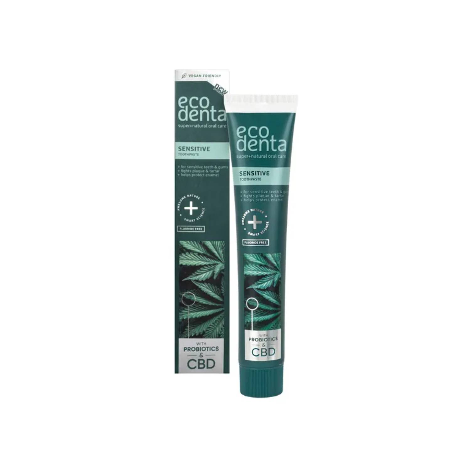 Ecodenta sensitive - pasta do zębów z cbd i probiotykami, bez fluoru, 75 ml