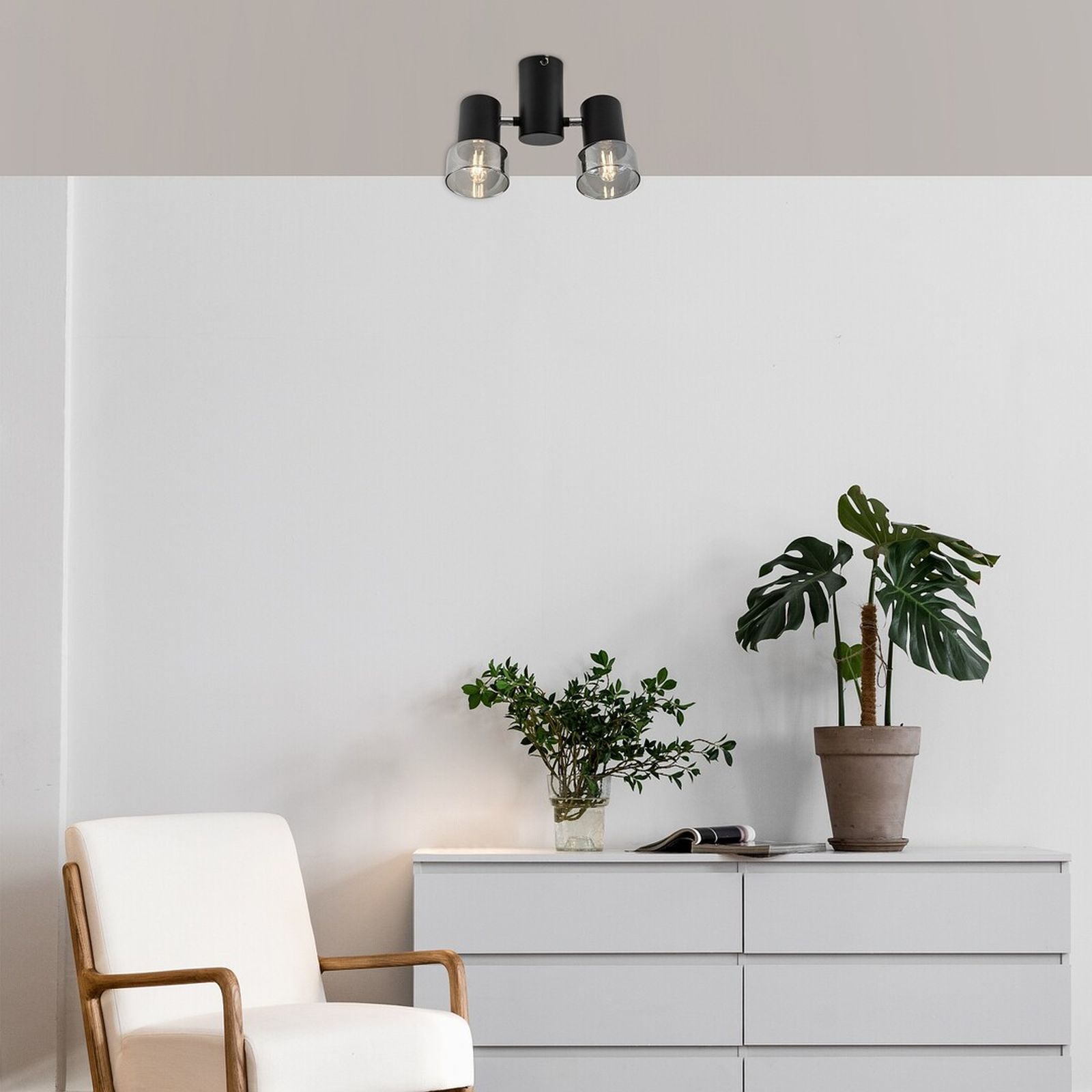 Rabalux Hatice lampa podsufitowa 2x15 W czarna-przydymiona 73053