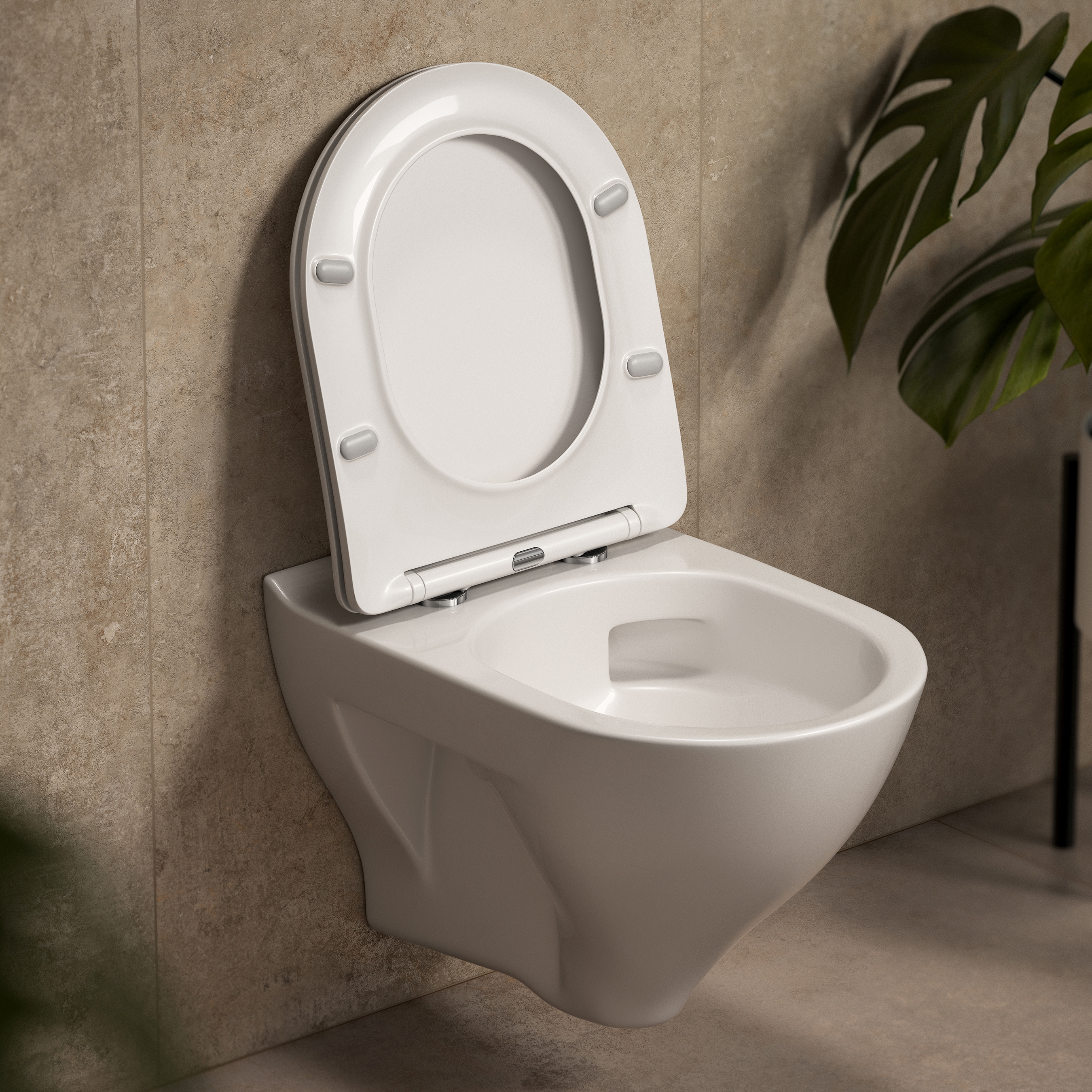 Cersanit Mille miska WC z deską wolnoopadającą wisząca bez kołnierza ze spłukiwaniem wirowym biały połysk S4042-002