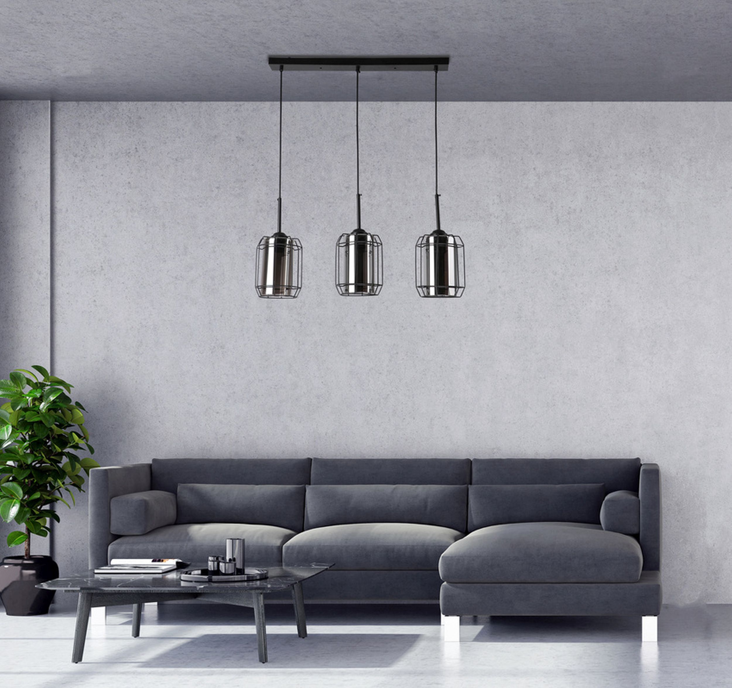Candellux Jonera lampa wisząca 3x40W czarny/przydymiony 33-08435