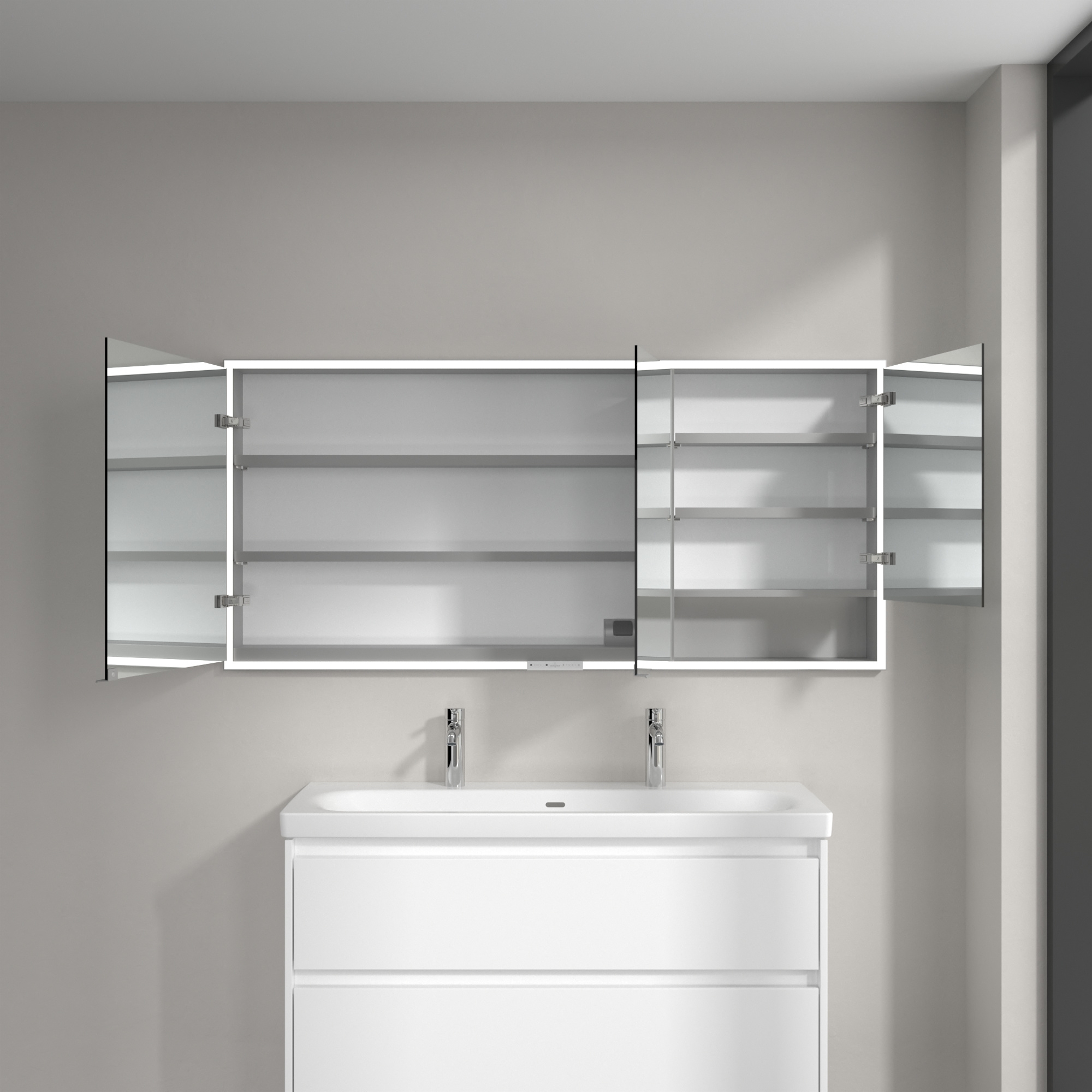 Villeroy & Boch My View+ szafka 160x16,8x75 cm z lustrem do zabudowy aluminium A4821600