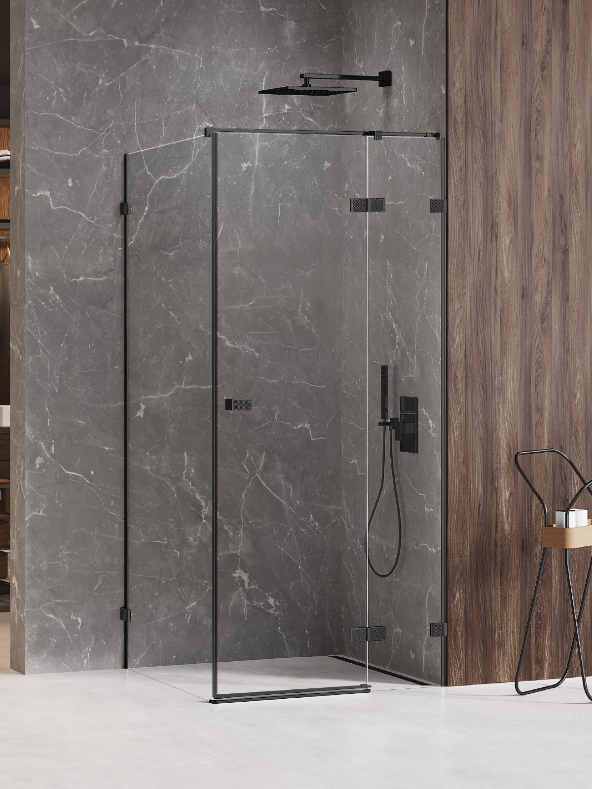 New Trendy Avexa Black XR kabina prysznicowa 120x110 cm prostokątna prawa czarny mat/szkło przezroczyste EXK-6907