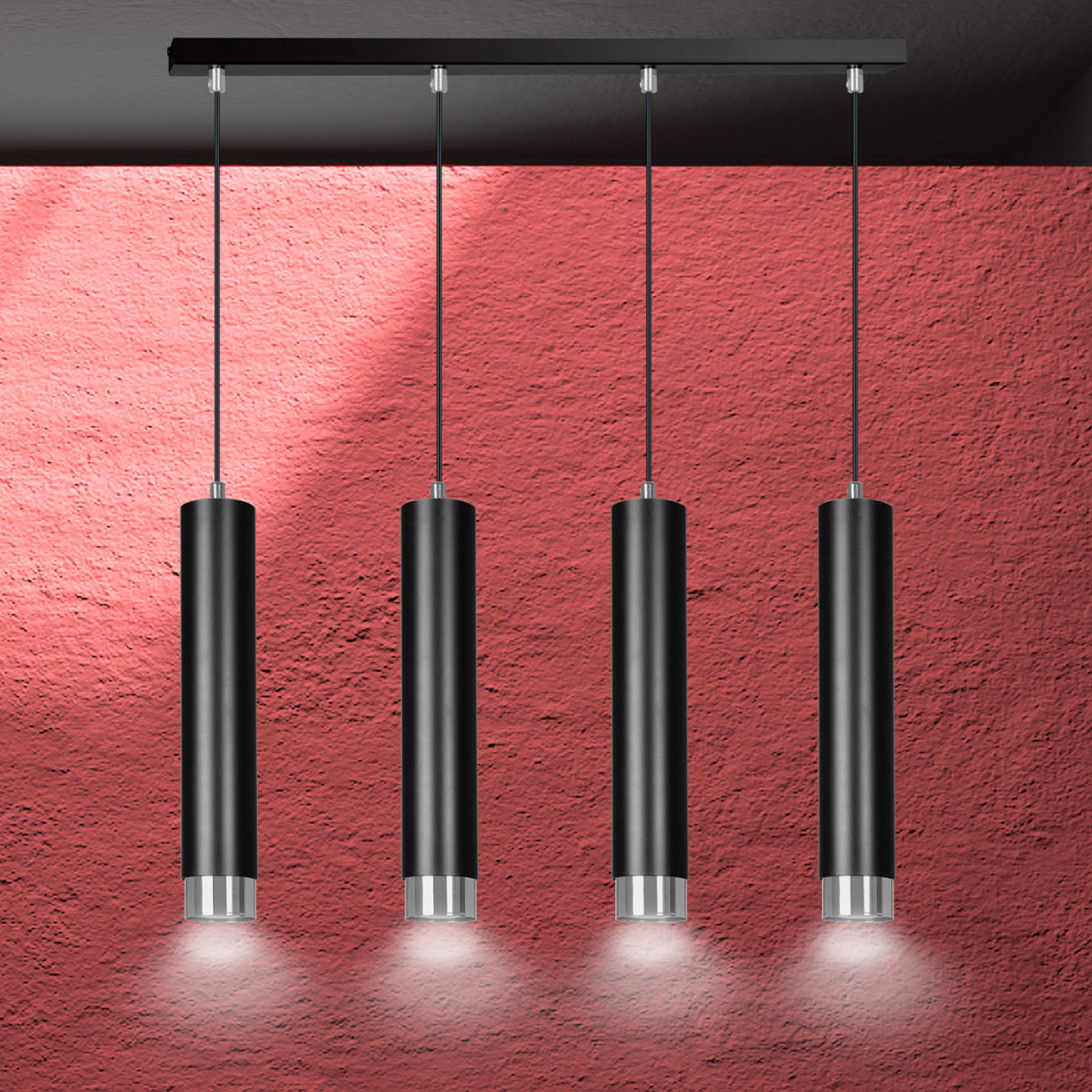 Emibig Kibo lampa wisząca 4x8 W czarna-chrom 643/4