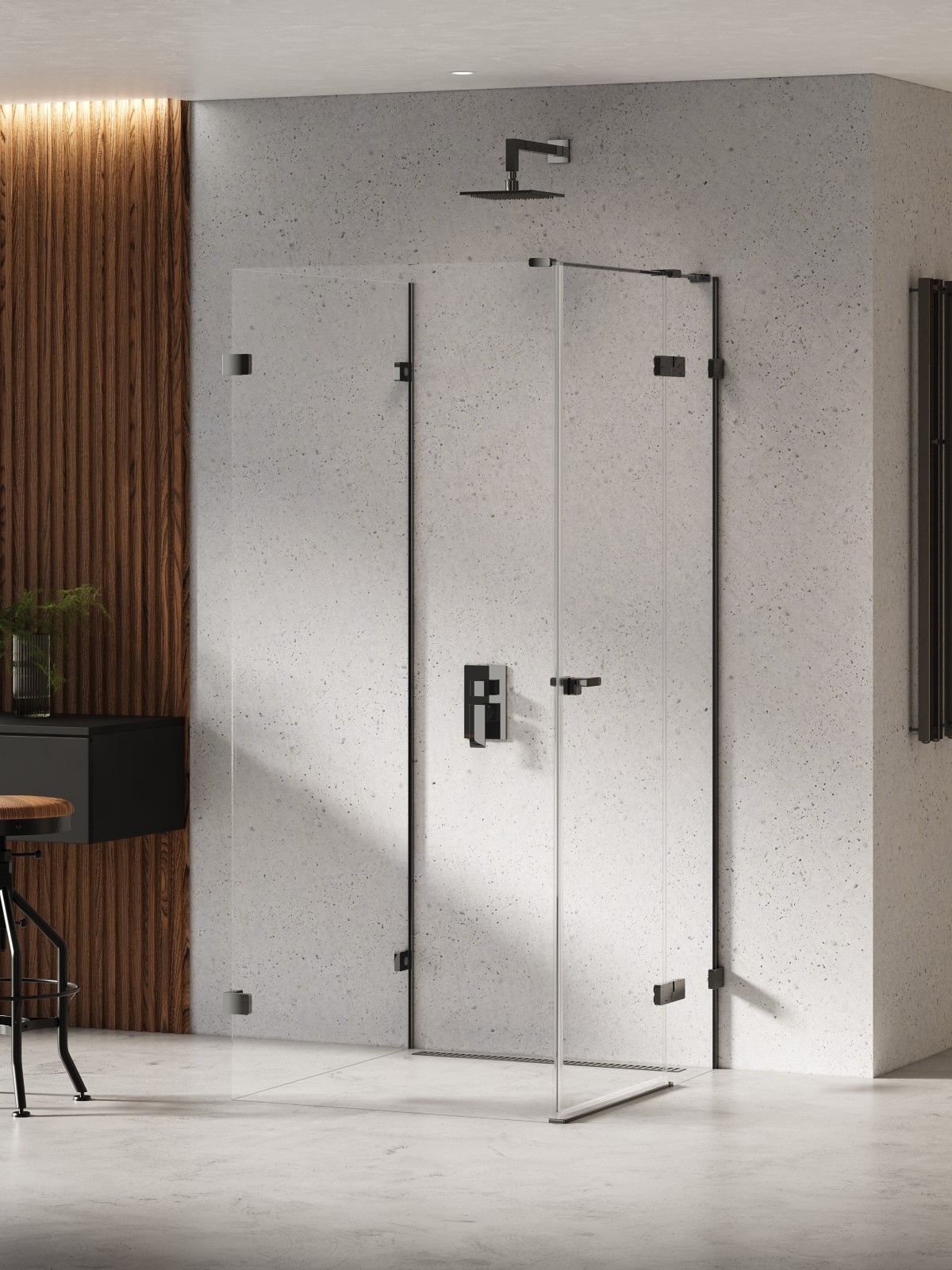 New Trendy Eventa Black Chrome kabina prysznicowa 100x100 cm kwadratowa prawa czarny połysk/szkło przezroczyste EXK-6289