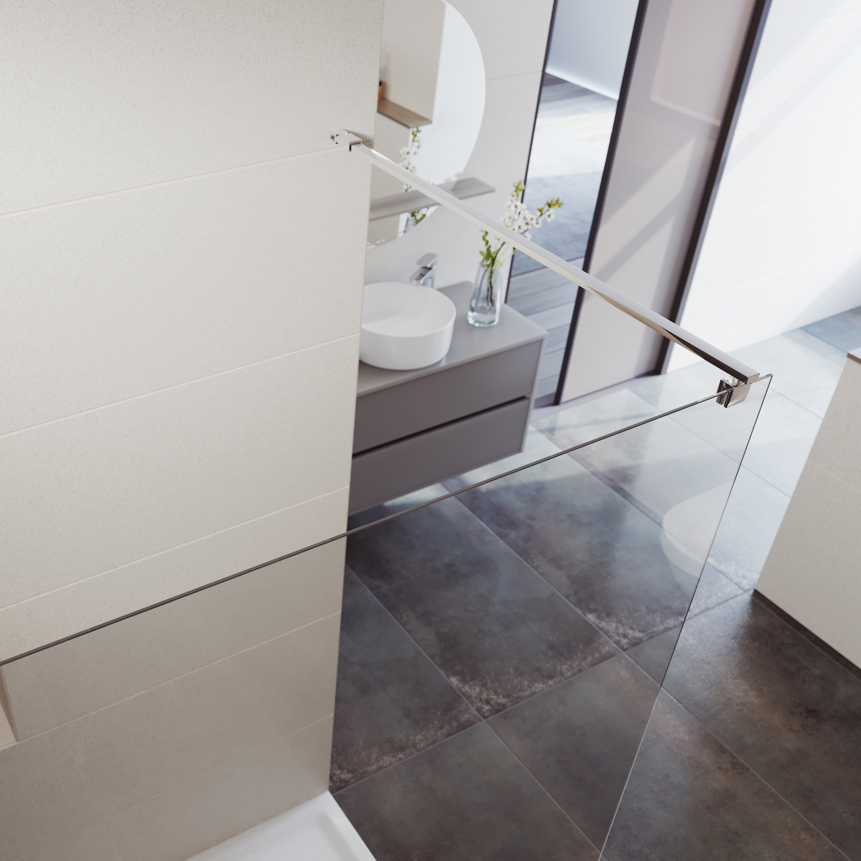 Cersanit Mille ścianka prysznicowa walk-in 80 cm chrom połysk/szkło przezroczyste S161-005