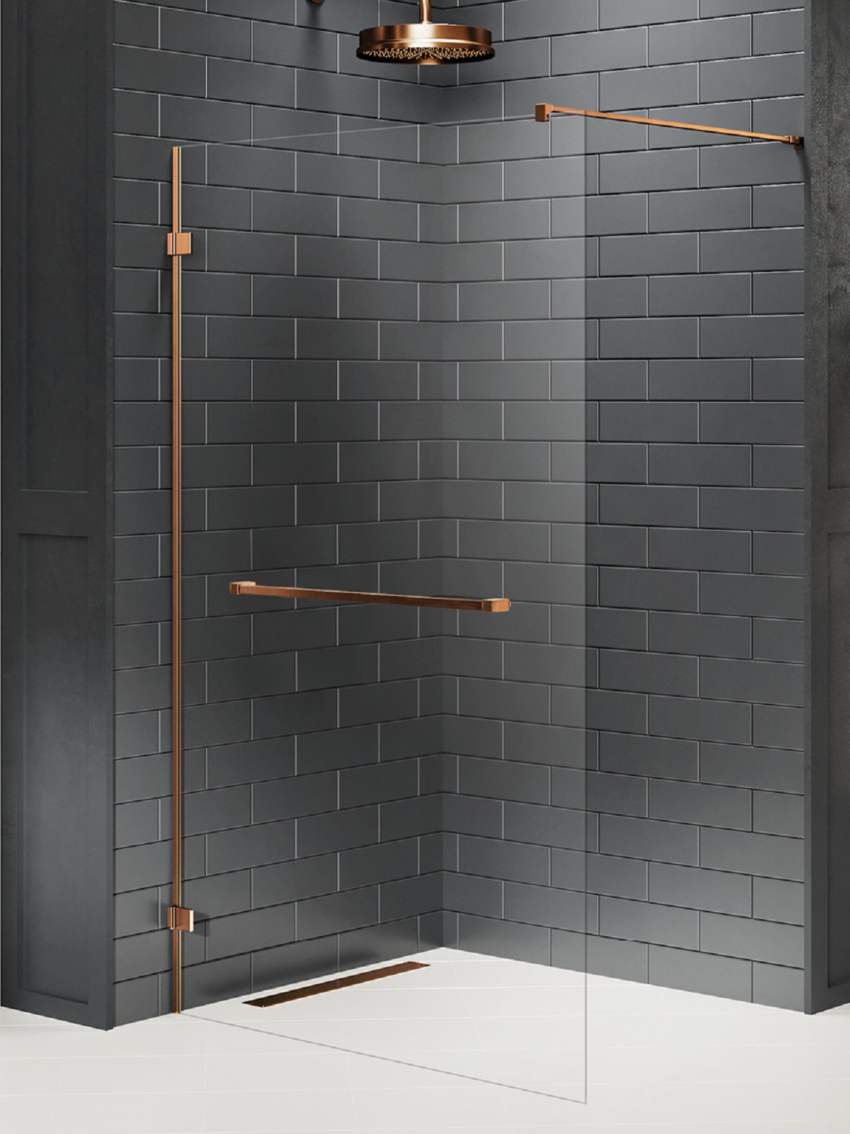 New Trendy Avexa Copper Brushed ścianka prysznicowa walk-in 110 cm miedź szczotkowana/szkło przezroczyste EXK-7160