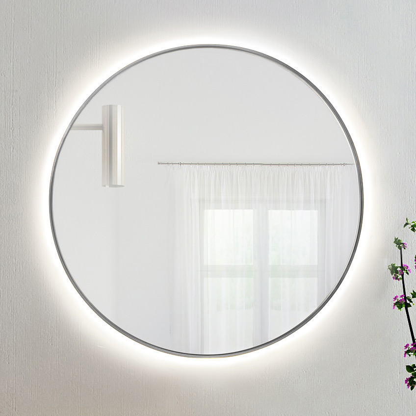 Baltica Design Tiny Border Bright lustro 70x70 cm srebrne barwa zimna z matą grzewczą