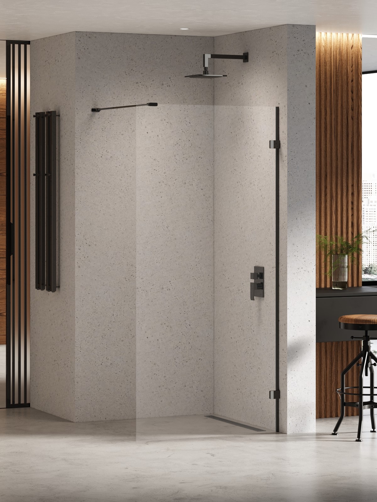 New Trendy Eventa Black Chrome ścianka prysznicowa walk-in 90 cm czarny chrom połysk/szkło przezroczyste EXK-6297