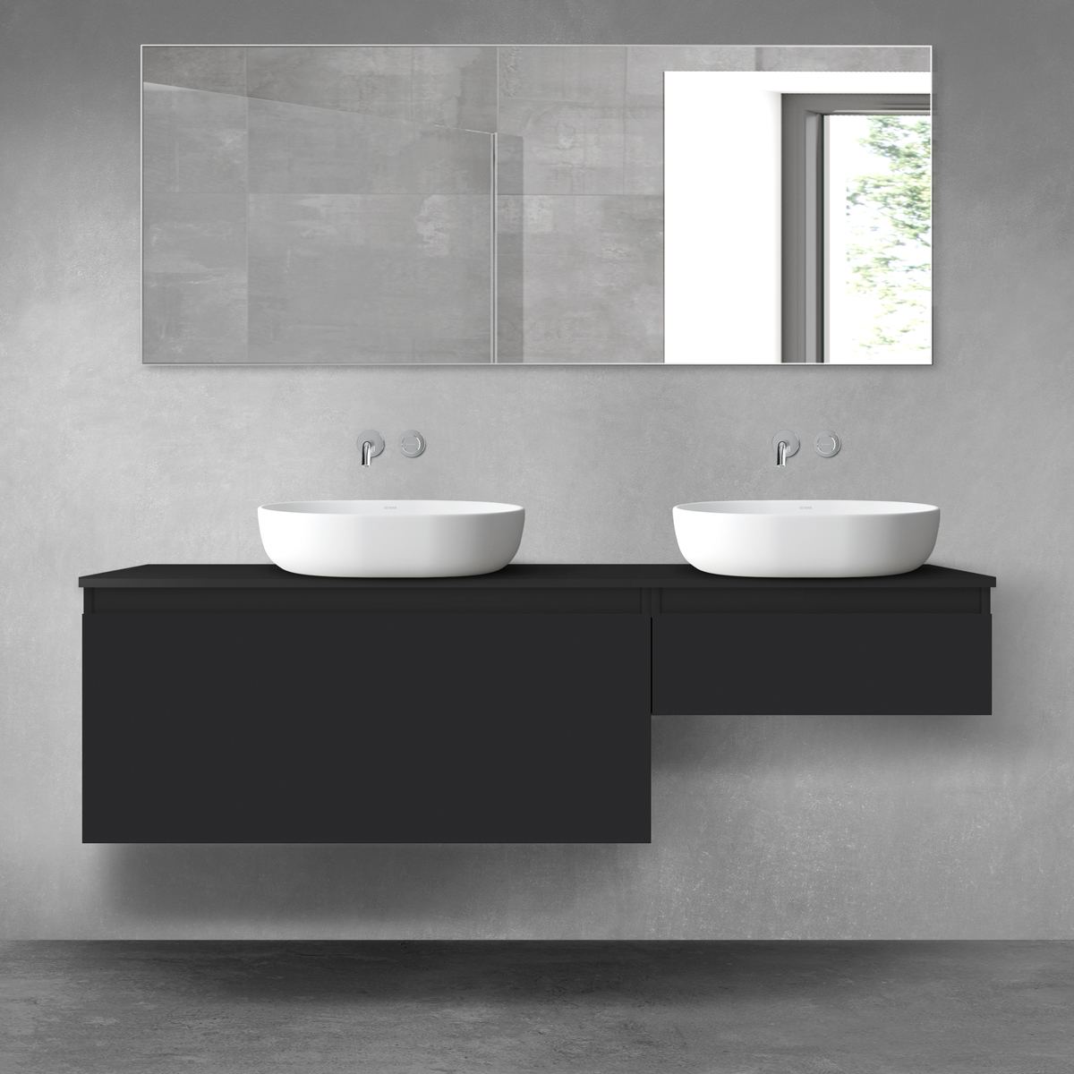 Oltens Vernal zestaw mebli łazienkowych 160 cm z blatem czarny mat 68351300 - Wysyłka w 24h
