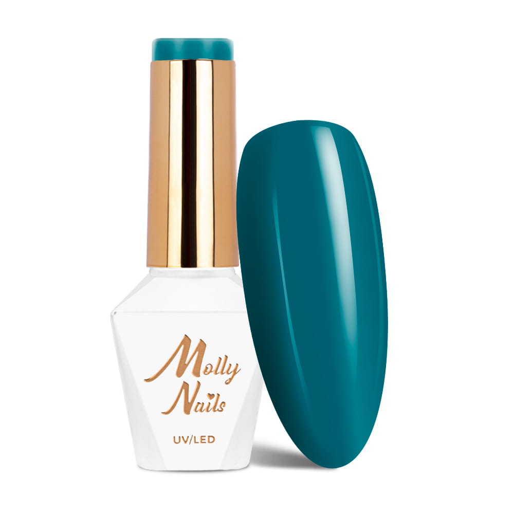 Lakier hybrydowy LED/UV Gel Polish Molly Nails Blue Sky Nr 117 Green Blue HEMA/Di-HEMA Free 8g