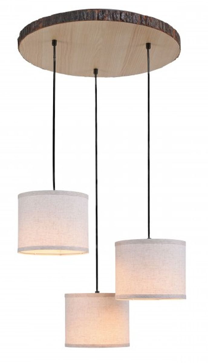 Darmowa Dostawa - Lampa wisząca 3x40 W czarna-drewno-beżowa Just Light Bark 1123679