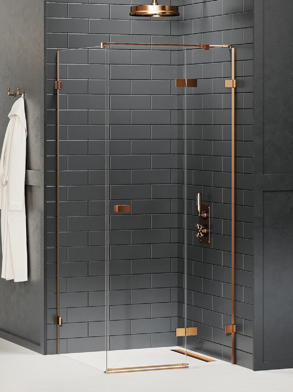 Darmowa Dostawa - Kabina prysznicowa 110x100 cm prostokątna miedź szczotkowany/szkło przezroczyste New Trendy Avexa Copper Brushed EXK3596