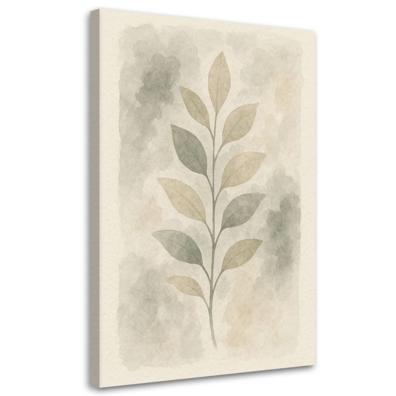 Obraz Japandi Feeby Liście Botaniczne Akwarela Beżowy Minimalizm 60x90cm 1szt