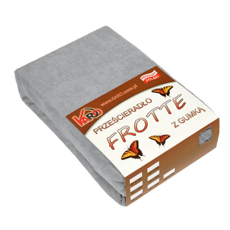 Prześcieradło frotte z gumką KARO 160x220 szare 1 szt.