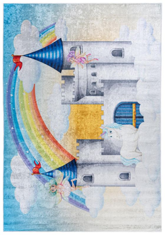 Dywan dziecięcy 120x170cm Emma 2654 Mazovia - kolorowy, niebieski, zamek, na ogrzewanie podłogowe, 1szt.