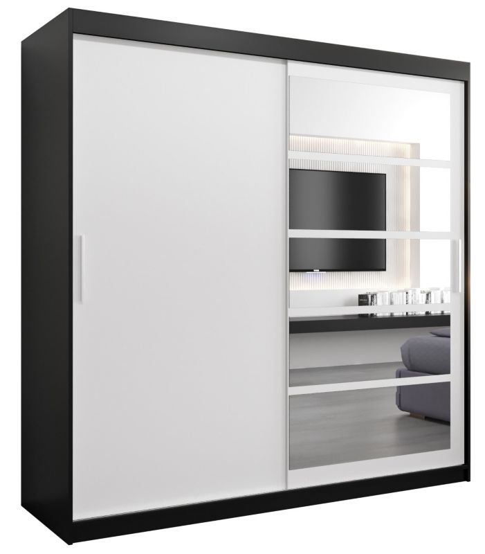 Szafa przesuwna Abiks ROMA 1 200 czarny mat + biały mat 1 szt.