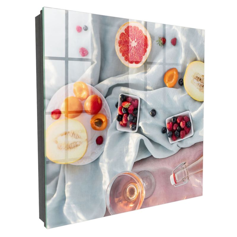 Wieszak Na Klucze Zamykany Tulup 30x30 cm Letni piknik - Czarna - Otwierana na lewo 1 szt.