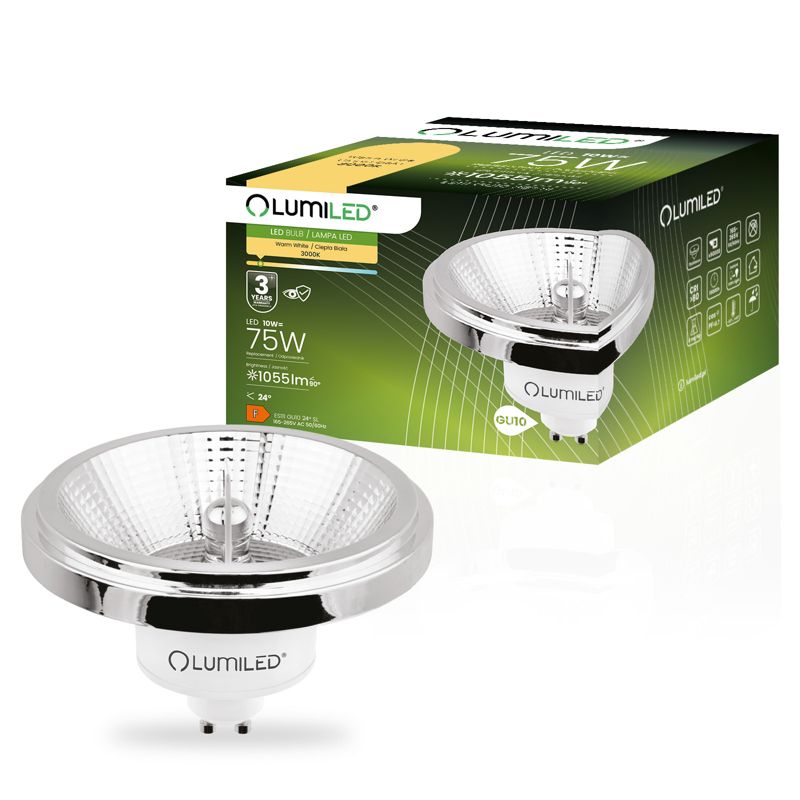 Żarówka LED Lumiled GU10 Reflektor ES111 10W 1055lm 3000K 24st Srebrna 1 szt.