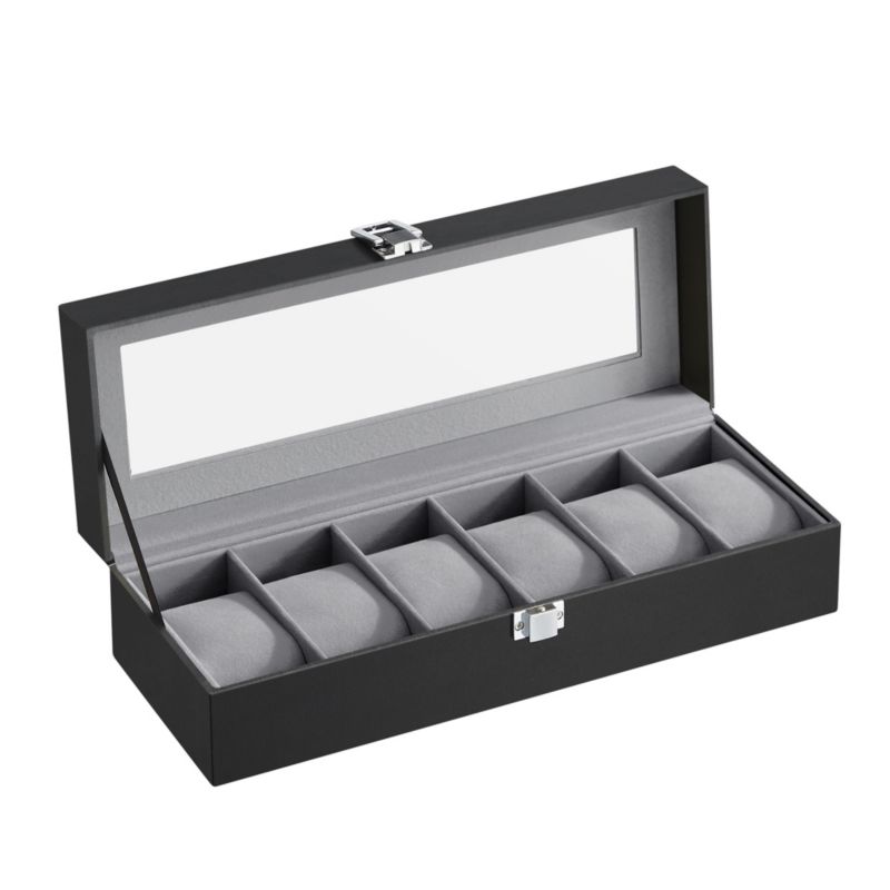 Kasetka na zegarki Songmics elegancka czarna na prezent 1 szt