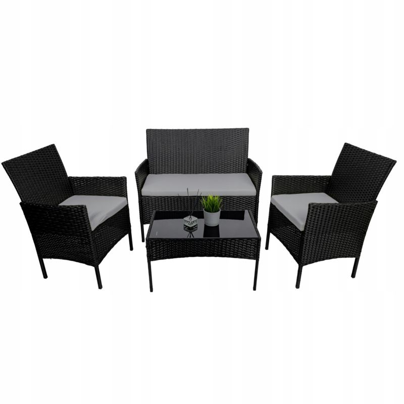 Zestaw Bokato Mingo rattan czarny 1 szt