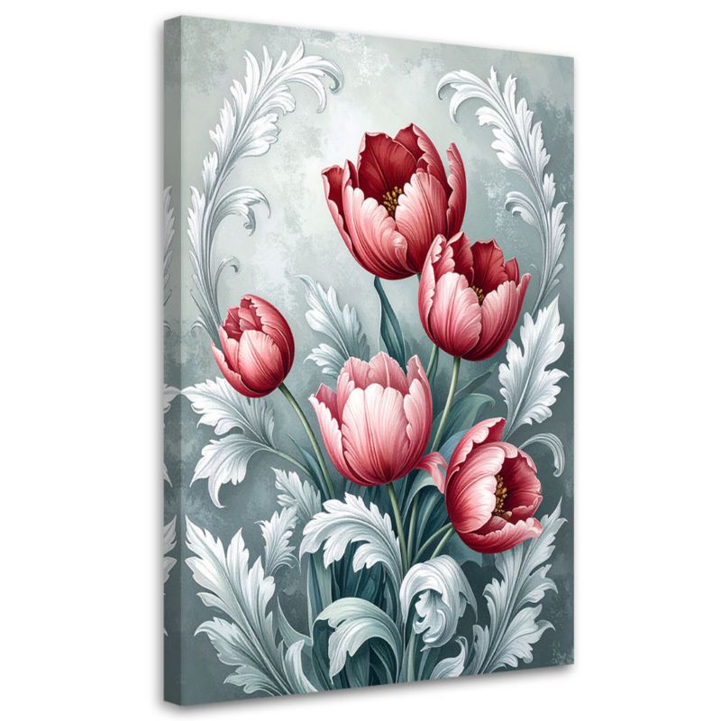 Obraz do salonu sypialni kuchni biura Feeby Czerwone tulipany kwiaty 70x100cm 1szt