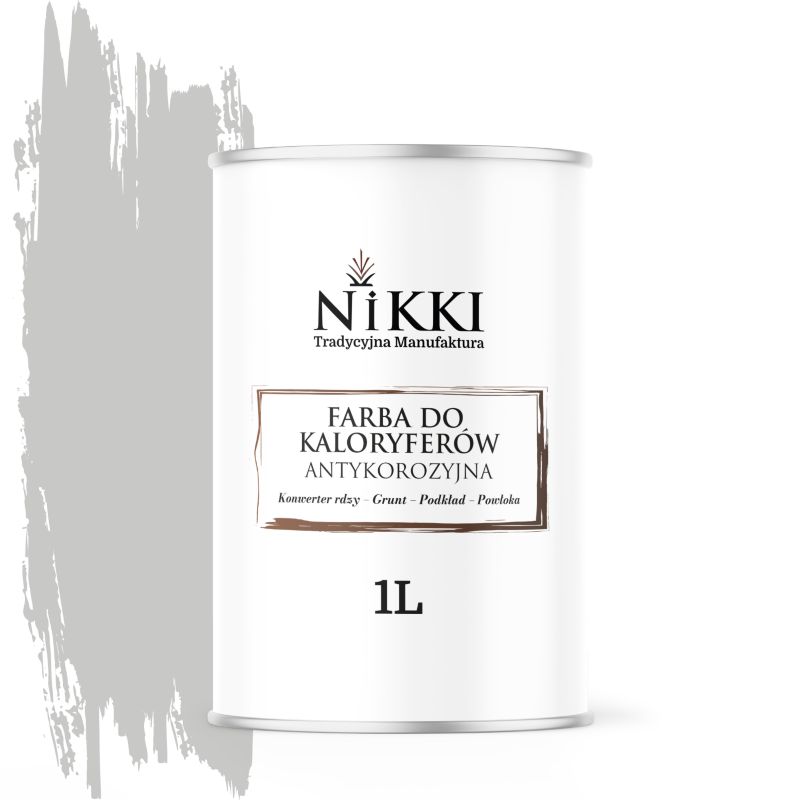 Farba do Grzejników Bezpośrednio na Rdzę NIKKI Szary mleczny RAL7047 Satyna 1L