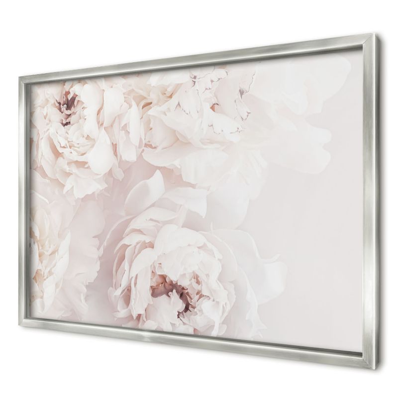Ozdobna tablica magnetyczna Wallfluent 60x40 Białe peonie w srebrnej ramie 1szt