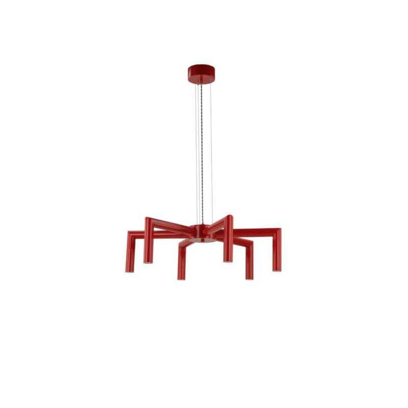 Lampa wisząca ILUMI Niako czerwony GU10 6 źródła światła wariant 5 wys. 170 cm 1 szt.