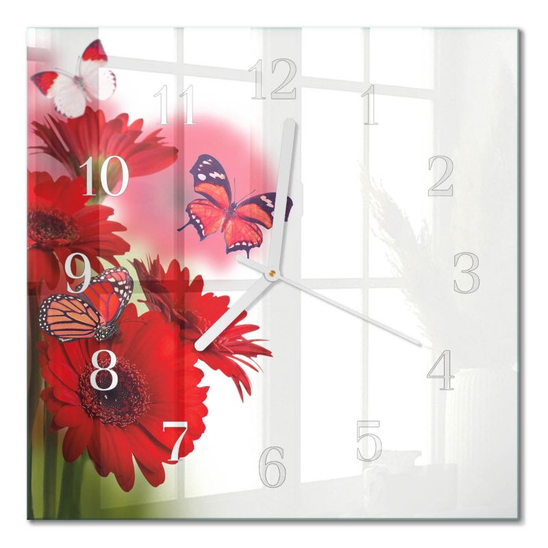 Zegar Ścienny Tulup 30x30 cm z Białymi Wskazówkami Gerbera 1 szt.