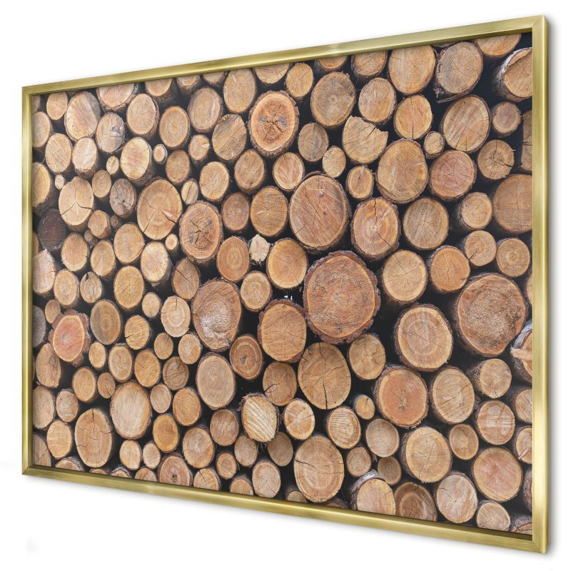 Dekoracyjna tablica magnetyczna Wallfluent 100x70 Drewniane kręgi w złotej ramie 1szt