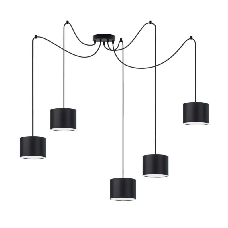 Lampa wisząca zwis Volta Light Factory żyrandol sufitowa pająk z abażurami walec Czarny TANGO Z5 1szt.