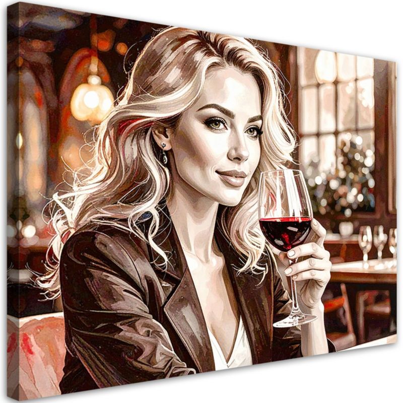 Obraz do salonu sypialni jadalni Feeby Kobieta restauracja czerwone wino 100x70cm 1szt