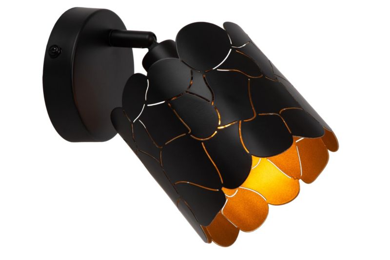 Reflektor spot ozdobny klosz Lucide ALMELO czarno-złoty 1xE14x40W IP20 wym:12x12x20cm - 1 szt.