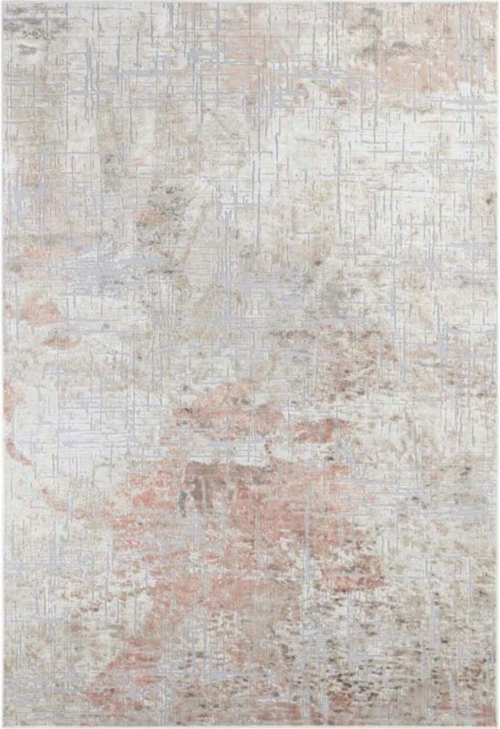 Dywan Elle Decor 200x290, nowoczesny szaro beżowy różowy, wiskoza, do salonu, 1 szt.