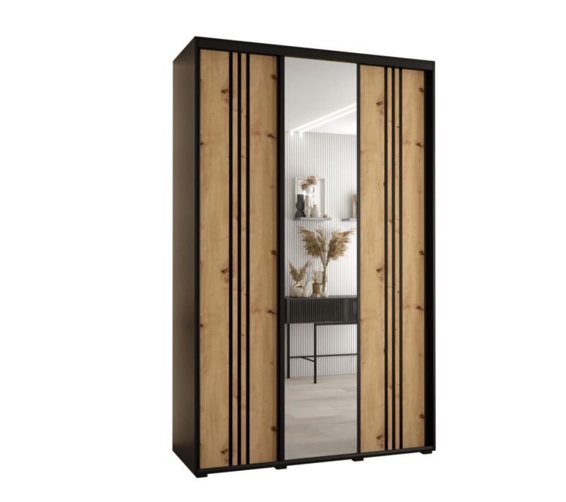Szafa przesuwna Abiks DAVOS 7 wysoka szer.150cm gł.60cm czarny/artisan/czarny 1szt.